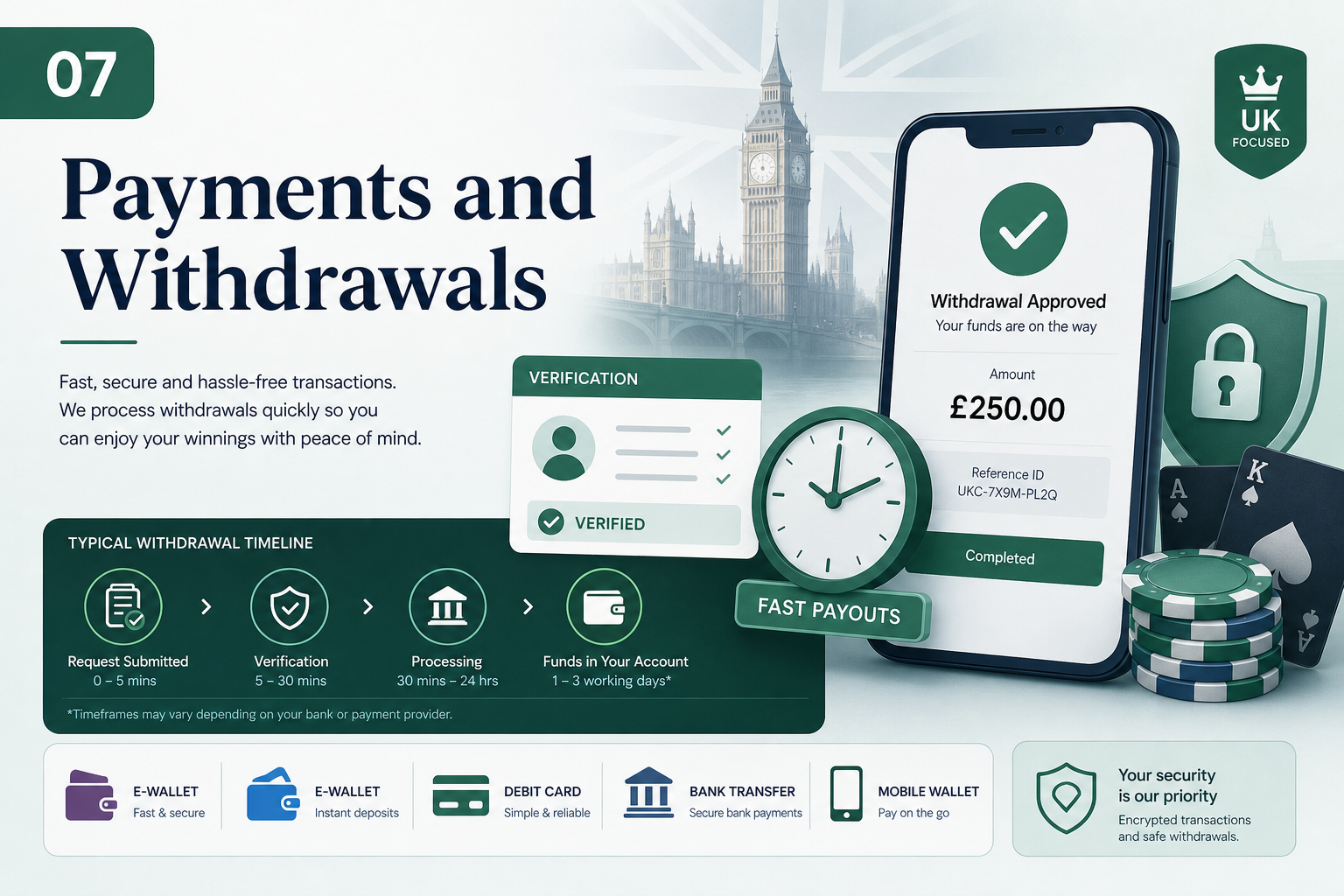 Payments and withdrawals at UK casinos